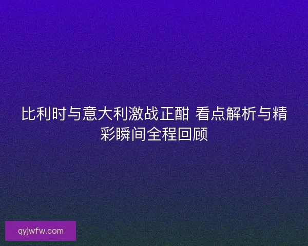 比利时与意大利激战正酣 看点解析与精彩瞬间全程回顾