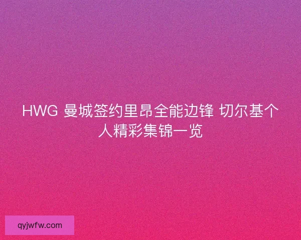 HWG 曼城签约里昂全能边锋 切尔基个人精彩集锦一览
