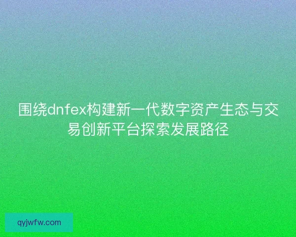 围绕dnfex构建新一代数字资产生态与交易创新平台探索发展路径